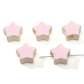 Perles étoiles acryliques de 16mm blanc et rose pour bijoux DIY avec trous pré-percés - 2 Pièces/Ensemble / Centre Rose Avec Bord Crème / 16mm