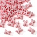 Pink acrylic X-shaped cross spacer beads with glossy finish for DIY jewelry making - Light Pink