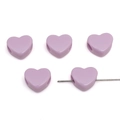 Set mit fünf violetten Acrylperlen in Herzform mit großen Löchern für DIY-Schmuckbau - 10 Stück/Packung (Ca. 14x12mm) / Einfarbig Lila