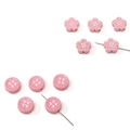Boutons de fleurs roses en acrylique et ronds avec quatre trous centraux - Rose
