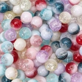 Colorful glass crackle beads for DIY jewelry making with unique marble texture - Random Mixed Colors