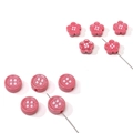 Perles de 12 mm en acrylique rose foncé en forme de fleur et de bouton pour bijoux - Rose Foncé