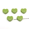Perline acriliche a forma di cuore verde erba per gioielli fai-da-te con fori orizzontali - Verde Unita