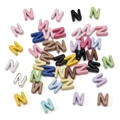 Colorful alphabet N shape alloy beads for DIY jewelry making in various candy colors - Letter N / Random Mixed Colors (5 Pcs/Pack)