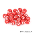 Rote 8mm Acryl-Strassperlen für DIY-Schmuckherstellung 100 Stück pro Packung - 8mm Durchmesser 1.8mm Loch 100 Perlen/Packung / Rot