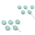 Boutons acryliques de 12 mm vert menthe fleurs et ronds pour bijoux DIY - Cyan