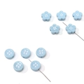 Perles en acrylique bleu clair 12mm en forme de fleur et bouton pour bijoux DIY - Bleu