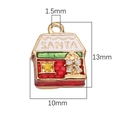Detailed view of enamel Santa house charm showing 13x10mm dimensions for DIY jewelry making - Bow House (#6) / 1 Piece