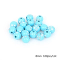 8mm himmelblaue Acrylperlen mit Strasssteinen für DIY Schmuck und Armbänder - 8mm Durchmesser 1.8mm Loch 100 Perlen/Packung / Seeblau