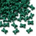 Dark green X-shaped acrylic beads with high gloss finish for DIY jewelry making - Dark Green