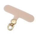 Universal nude oxford cloth phone lanyard patch with polished gold 360 rotation metal hook - 6x4.5cm / Gold Ring & Beige White