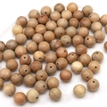 Natural round green sandalwood beads for DIY jewelry making with wood texture - Camphor