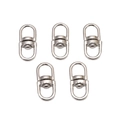 Five shiny silver swivel eye hook connectors made of stainless steel for keychains - Silver (White K)
