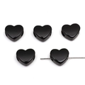 Perline a cuore in acrilico nero lucido con foro per creazione gioielli fai-da-te - Nero Unita