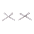 Pair of silver-grey satin polyester mini bows for DIY jewelry and hair accessories - Size Approx. 2.5x2cm, Ribbon Width 3mm / 10 Pieces Pack / Light Gray