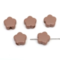Brown flower acrylic beads for handmade DIY jewelry bracelets and necklaces craft - 10 Pieces/Pack (15x14mm) / Solid Brown