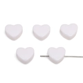 Perle in acrilico bianco a forma di cuore per creazione gioielli fai-da-te liscia - Bianco Unita