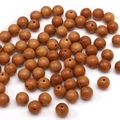 10mm natural brown round wooden beads with wood grain texture for DIY jewelry making - Golden Sandalwood