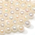 10mm irisierende cremeweiße Acrylperlen mit Regenbogenlanz für DIY-Schmuckherstellung - 10mm / Beige (20 Stück/Packung)