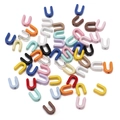U-shaped colorful alloy beads for jewelry making in various vibrant painted finishes - Letter U / Random Mixed Colors (5 Pcs/Pack)