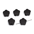 Set di cinque perle a forma di fiore in acrilico nero lucido con foro per creazione gioielli DIY - Nero Unita
