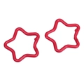 Two red star-shaped alloy lobster clasps with smooth paint finish for DIY keychains - Rose Red