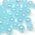 Perline in acrilico azzurro da 10mm con finitura UV cangiante per gioielli fai da te - 10mm / Blu (20 pezzi/confezione)