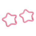 Pair of star-shaped pink metal keychains with spring gate hooks for DIY crafts - Deep Pink