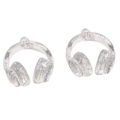 DIY acrylic headphone beads with silver glitter gradient and hanging loop for jewelry making - 1 Piece / Silver Glitter White