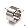 Men's 15mm matte brushed stainless steel wide band ring with polished inner edges - US 7 / Steel