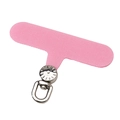 Patch en tissu Oxford rose pour cordon de téléphone avec anneau en métal rotatif à 360° - Boucle Argentée - Rose Cerisier / 6x4.5cm (1 Pièce)