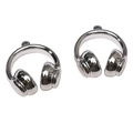 Polished silver metal headphone pendant charms for DIY jewelry and accessory crafting - 1 Piece / Silver