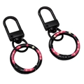Rosa gepunkteter Legierungs-Federring mit schwarzem Karabiner für DIY-Taschenanhänger - Gesamtlänge ca. 52 mm Schnallengröße 12 x 32 mm Federverschluss-Außendurchmesser 24 mm Dicke ca. 3 mm / 1 Stück / Schwarz