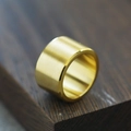 Minimalist wide band men's gold stainless steel ring with a brushed matte finish surface - US 7 / Gold