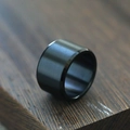 Matte brushed stainless steel wide band ring for men with polished beveled edges - US 7 / Black