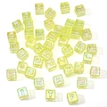 12mm iridescent yellow-green acrylic letter beads for DIY jewelry making and crafts - Random Letters 12x12mm Hole Approx 6.7mm (10 Pieces/Pack) / Yellow