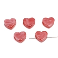 Perline a cuore in acrilico marmo rosso 14x12mm con foro grande per gioielli fai da te - Effetto Giada Rosso Bianco