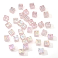 Iridescent pink acrylic alphabet square beads with large holes for DIY jewelry making - Random Letters 12x12mm Hole Approx 6.7mm (10 Pieces/Pack) / Light Pink