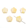 Perline a fiore effetto marmo giallo con foro centrale per creazione gioielli - Giada Giallo-Bianca