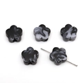 Perline a fiore in acrilico marmorizzato con cinque petali e fori laterali per gioielli DIY - Giada Nero-Bianca