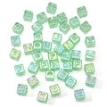 Translucent green AB color acrylic cube alphabet beads with large holes for DIY jewelry - Random Letters 12x12mm Hole Approx 6.7mm (10 Pieces/Pack) / Light Green