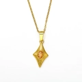 Elegant 18k gold plated starburst necklace with oval orange gemstone pendant for women - Gold Champagne Gemstone