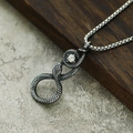 Pendentif serpent vintage en acier titane avec écailles détaillées et cristal sur chaîne - Style 12 Zircone Blanc Pendentif Uniquement (Sans Chaîne)