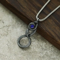 Détail du pendentif serpent vintage avec écailles texturées et pierre bleue sur chaîne - Style 12 Zircone Bleu Pendentif Uniquement (Sans Chaîne)