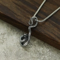 Détail du pendentif serpent argenté rétro avec textures d'écailles et chaîne box - Argent Style 8 Pendentif Uniquement (Sans Chaîne)