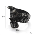Punk vintage stainless steel eagle ring featuring detailed feather textures and 25mm wingspan - Number 7 / Vintage Silver