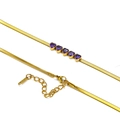 Macro detail of gold snake chain with purple heart stones and 18K lobster clasp - Gold Purple Gemstone