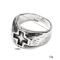 Retro punk cross ring in vintage titanium steel with durable blackened oxidized finish - US 7 / Steel