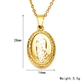 Vintage oval Our Lady of Guadalupe relief pendant necklace in 18k gold plated titanium steel - Pendant Only / Gold