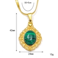 Vintage gold oval necklace with green malachite stone pendant and stylish snake chain - Gold Malachite